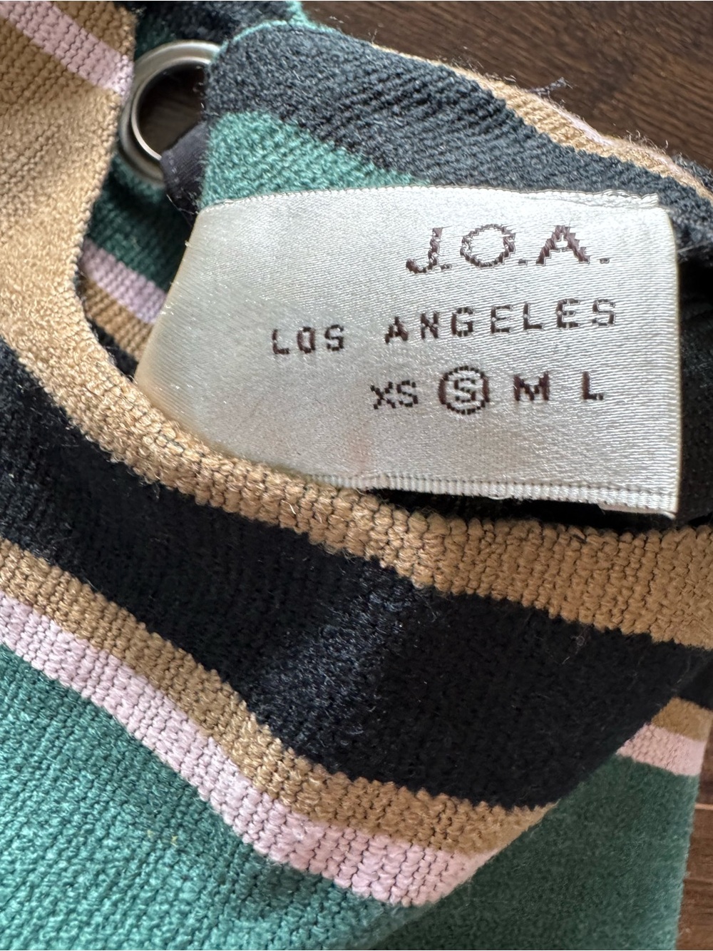 JOA Women's Dress Multicolor Striped Drop Waist Rib Knit Retro Green Sz Small - Picture 2 of 3